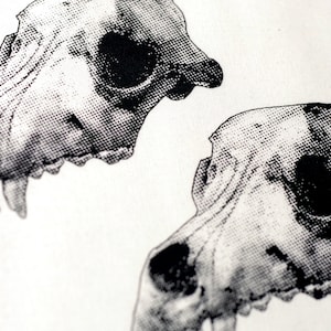 KLEINE HOND SCHEDEL zeefdruk patch op wit katoen