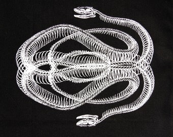 SNAKE BONES zeefdruk patch op wit of zwart katoen