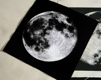 Zeefdruk MAAN patch volle maan zwart OF wit