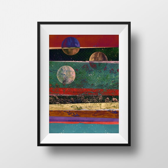 Ink Jet Gicl\u00e9e print LUNAR PATH Fine Art Print Original Astronomy Collage