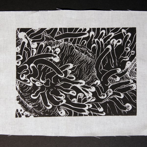 SEA ANEMONE Screenprint Patch on White Cotton