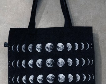 MOON PHASE Organic Screen Printed Bag Heavy Duty Jute Pouch