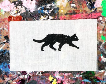 SCRAGGLY CAT zeefdruk patch op wit of zwart katoen