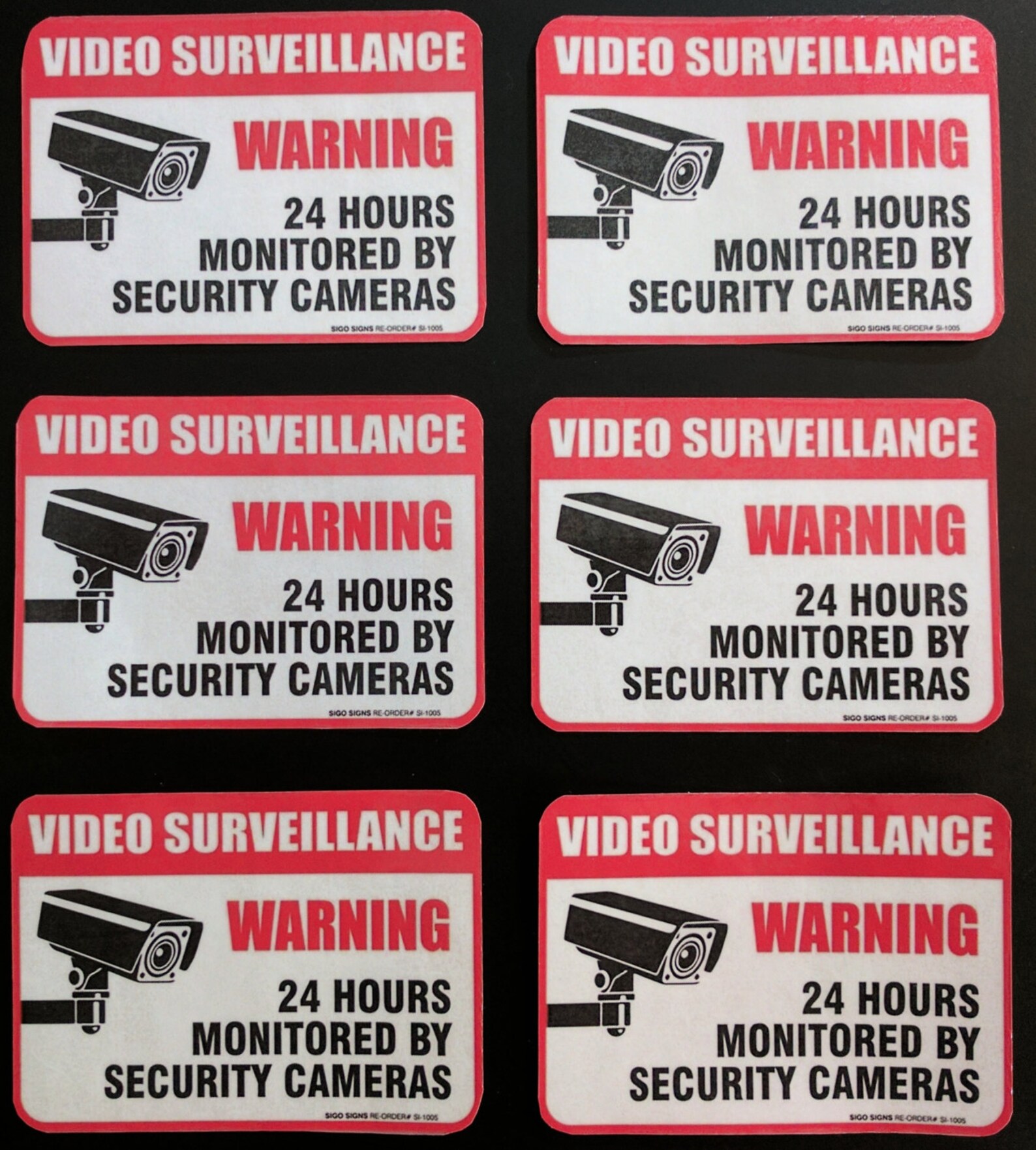 Six 6 Video Surveillance Security Camera Warning Stickers Etsy