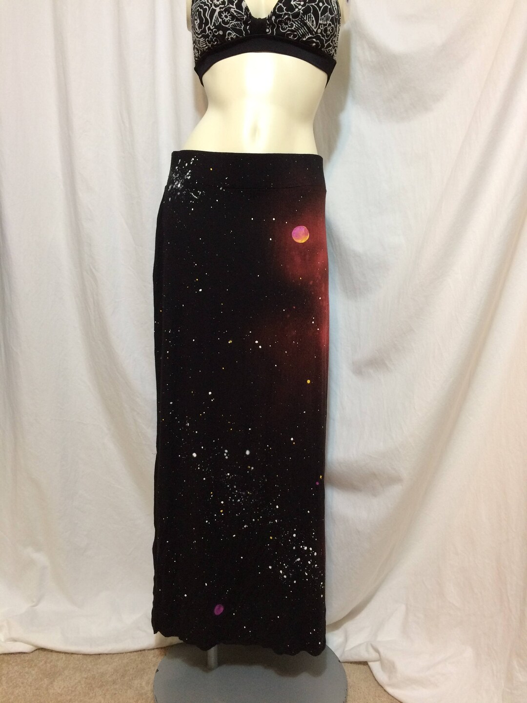 Black Metallic Maxi Length Space Skirt main image 1