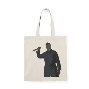 Scary Halloween Bad Guy (double sided) Natural Tote Trick or Treat Bag