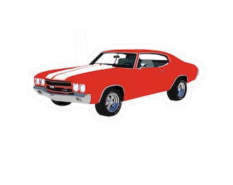 Naklejka na samochód w stylu retro Red Chevelle – wzór retro amerykańskiego muscle cara