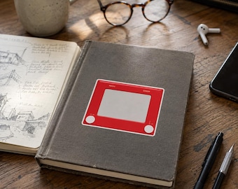 Sticker - Retro Drawing Toy with Blank Screen | Vintage Childhood Nostalgia Gift