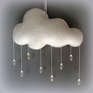 Rain Cloud Mobile with glass beads/ Nursery decoration