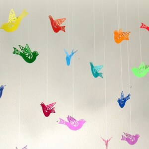 Set of 16 rainbow paper flying / hanging birds / room / nursery / clasroom decoration / birthday party