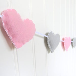 Valentine&#39;s day Heart banner / garland / bunting - pink and gray or any other color- Nursery decoration