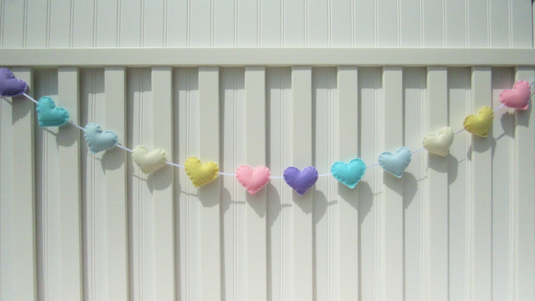 Heart Banner / Garland / Bunting Pastel Nursery Decoration Etsy