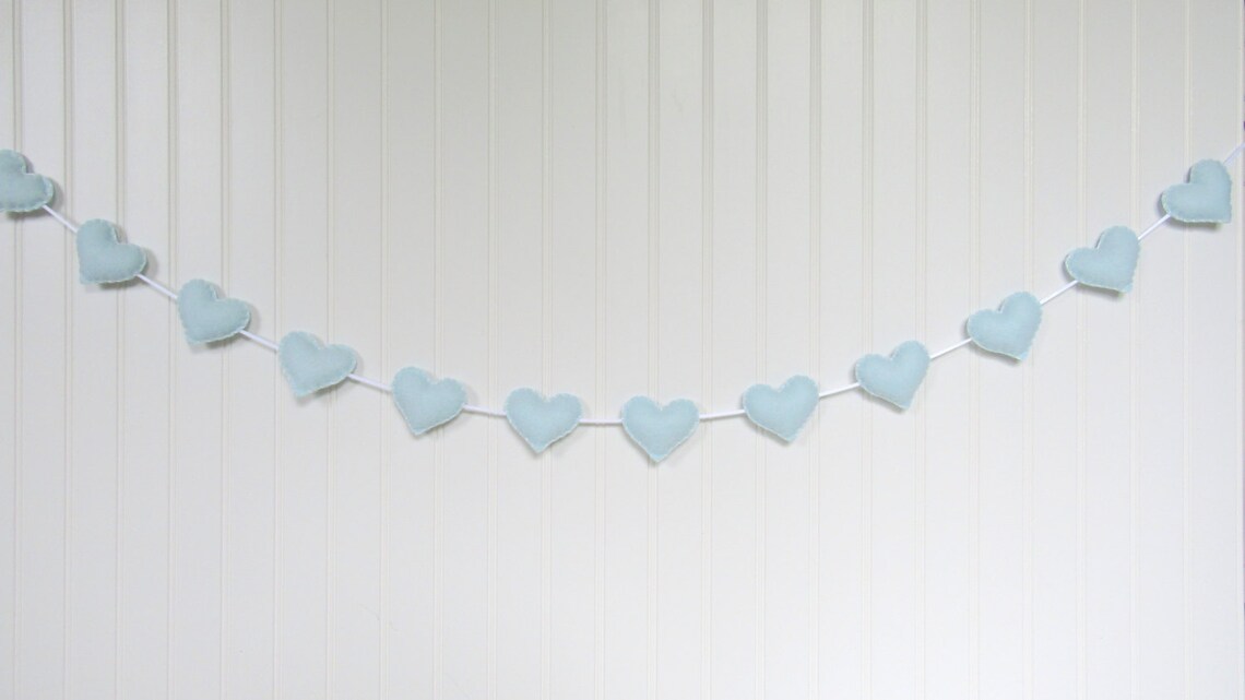 Heart Banner / Garland / Bunting Baby Blue Nursery Etsy