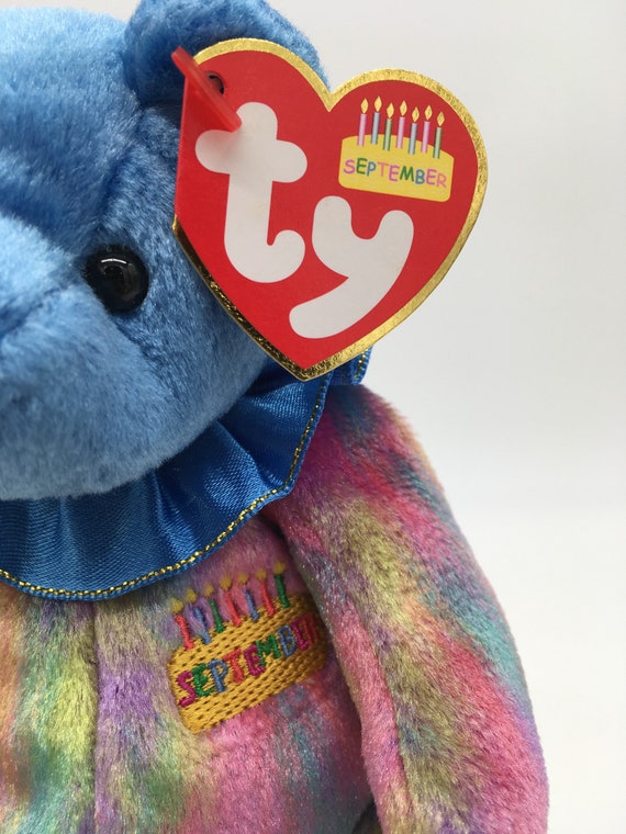 September Birthday Bear Ty Beanie Baby 2nd Series With Party Hat MWMT Retired for sale online 