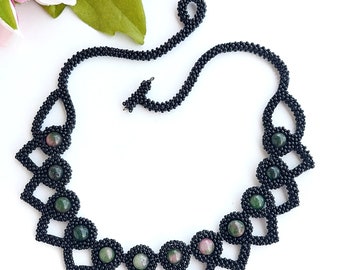 WomenNecklace, BeadedNecklace, SeedBeadsNecklace,Gift for her
