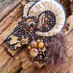 Brooch Handmade, Goat Brooch, Handmade Goat Brooch, Embroidery Goat, Embroidery Beads,Animal Accessory,Gift for Mom