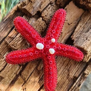 Handgefertigte Seastar Brosche, gestickt Seastar,Sea Animal,Strand Accessoire,Geschenk für Mutter