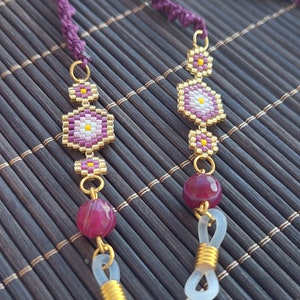 Handmade Beaded Glasses Lanyard: Miyuki Beads & Jade Stone