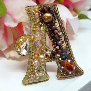Broche de carta personalizado, letra A bordada, broche de carta personalizado, presente para a mãe