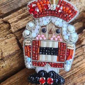 Embroidered Christmas Brooch, Design nutcracker , Handmade nutcracker Brooch, Christmas Pin, Christmas Gift,gift for her,