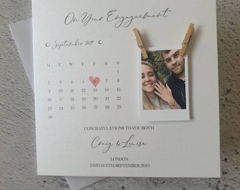 Engagement card - engaged card - calendar card - wedding card - wedding day card