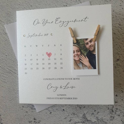 Engagement card - engaged card - calendar card - wedding card - wedding day card