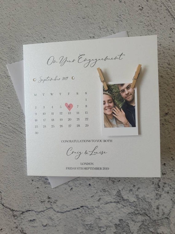 Engagement card - engaged card - calendar card - wedding card - wedding day card