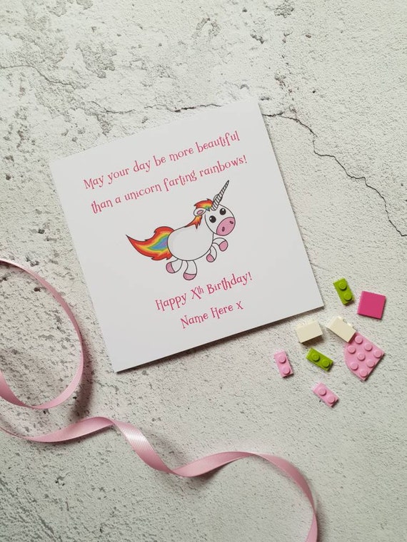 unicorn farting rainbows card