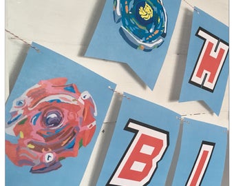 Digital BeyBlade Grattis på födelsedagen Bannerdekoration Bey Blade Decor PDF-filer Spinning Tops 爆転シュートベイブレード omedelbar nedladdning