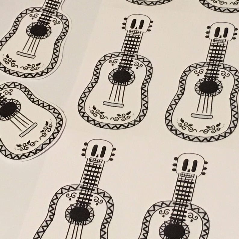 digital dia de los muertos guitar cupcake topper pdf file 9 etsy