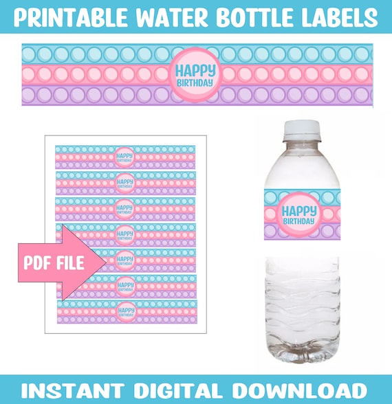 ▷ Pop it Water bottle Label Digital