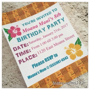 DIGITAL Polynesian Birthday Party Invitation Editable Moana Hawaiian Pdf Instant Download.