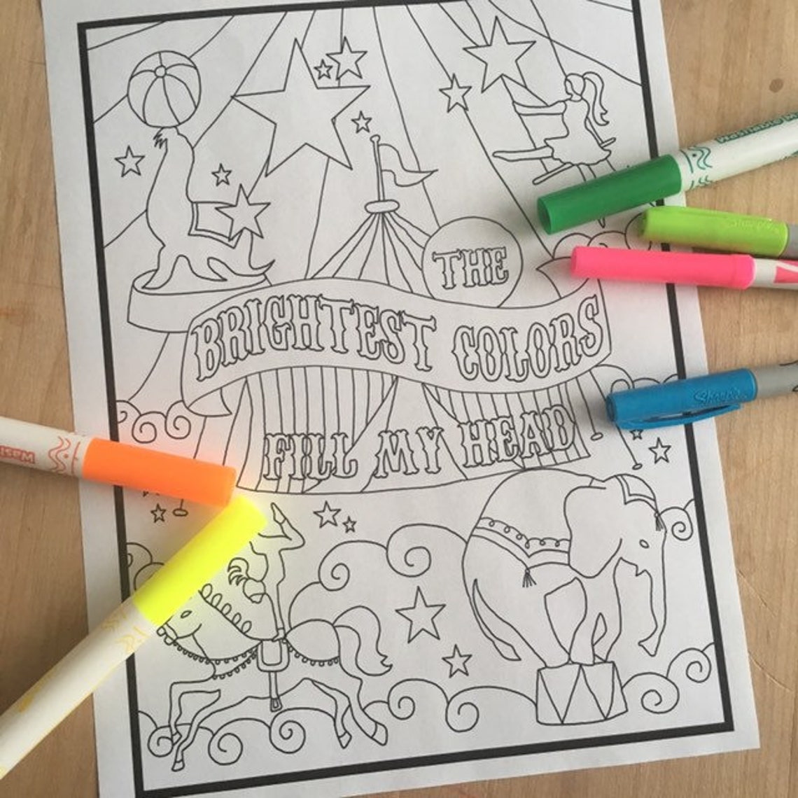 DIGITAL Circus Color Page Instant Download PDF File Greatest | Etsy