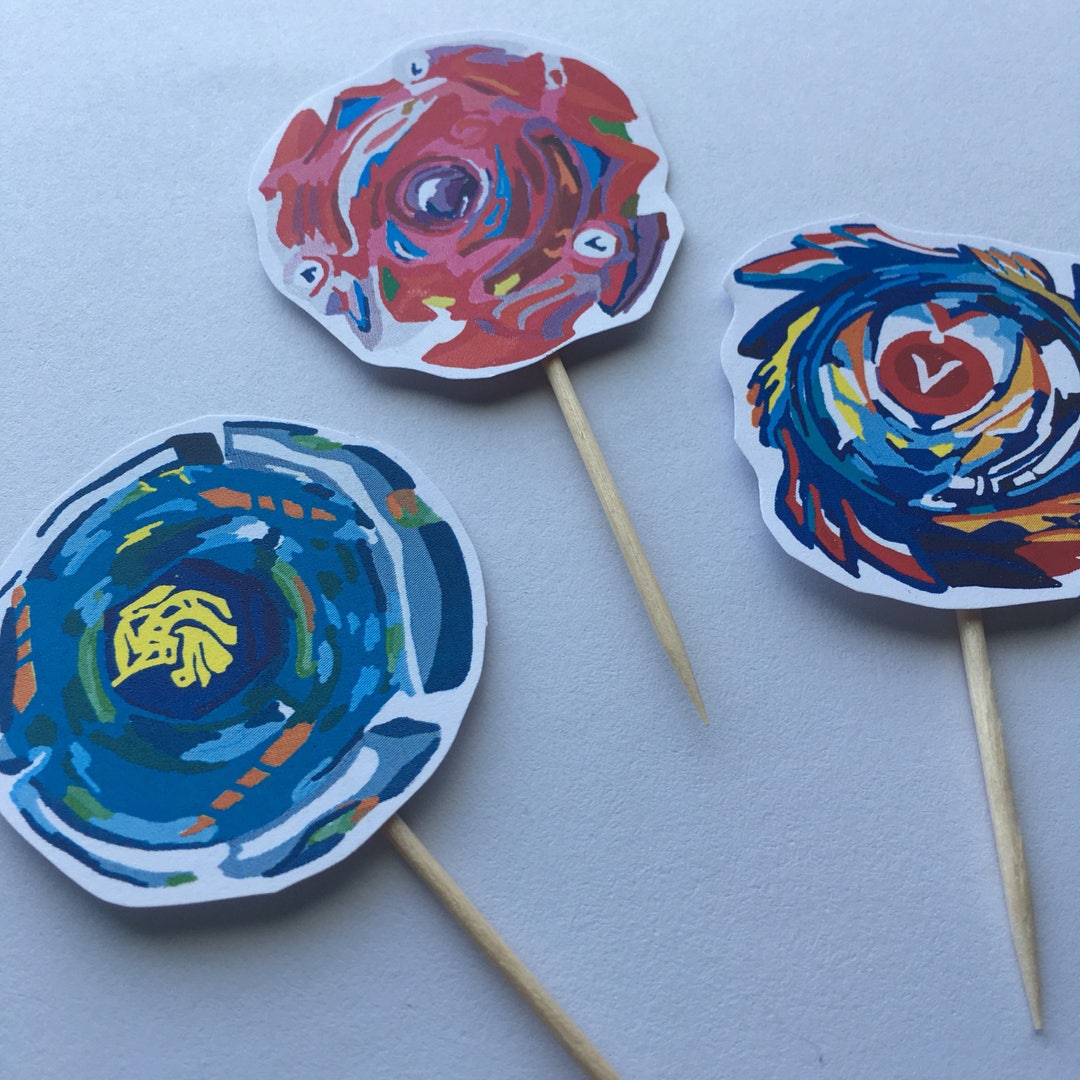 DIGITAL Beyblade Cupcake Toppers Bey Blade Spinners Birthday Party Pdf ...
