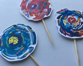DIGITALA Beyblade Cupcake Toppers Bey Blade Spinners Födelsedagsfest Pdf Direkt Nedladdning
