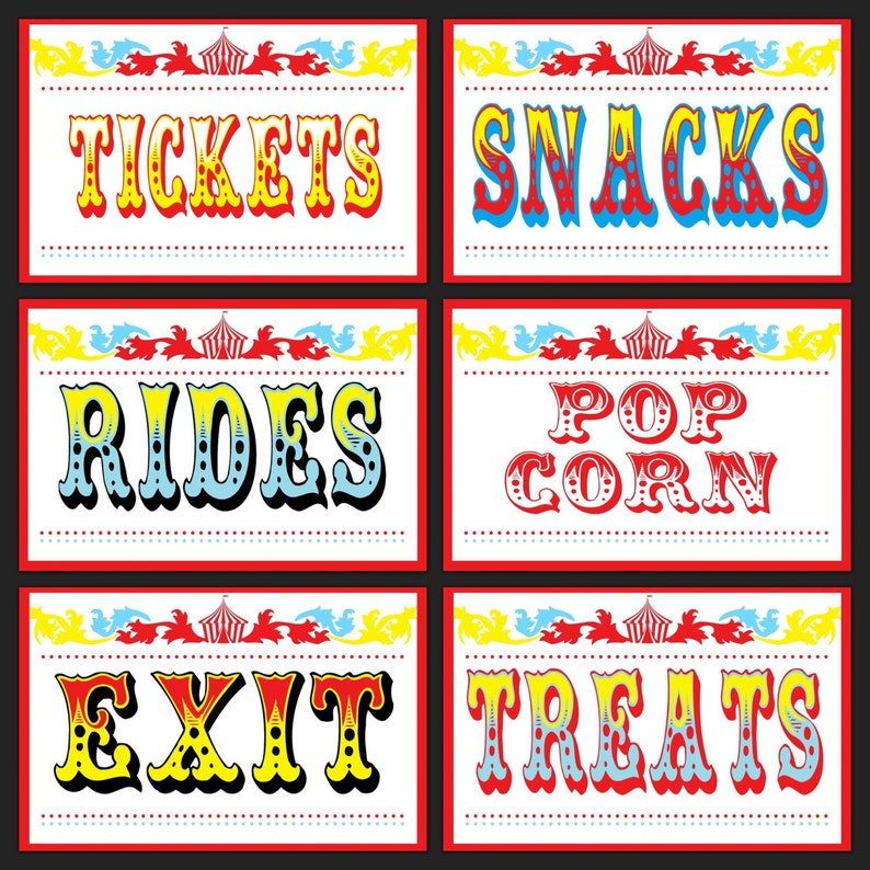 DIGITAL Barnum Circus Party Signs Instant Downloads Set of 15 PDF Signs ...