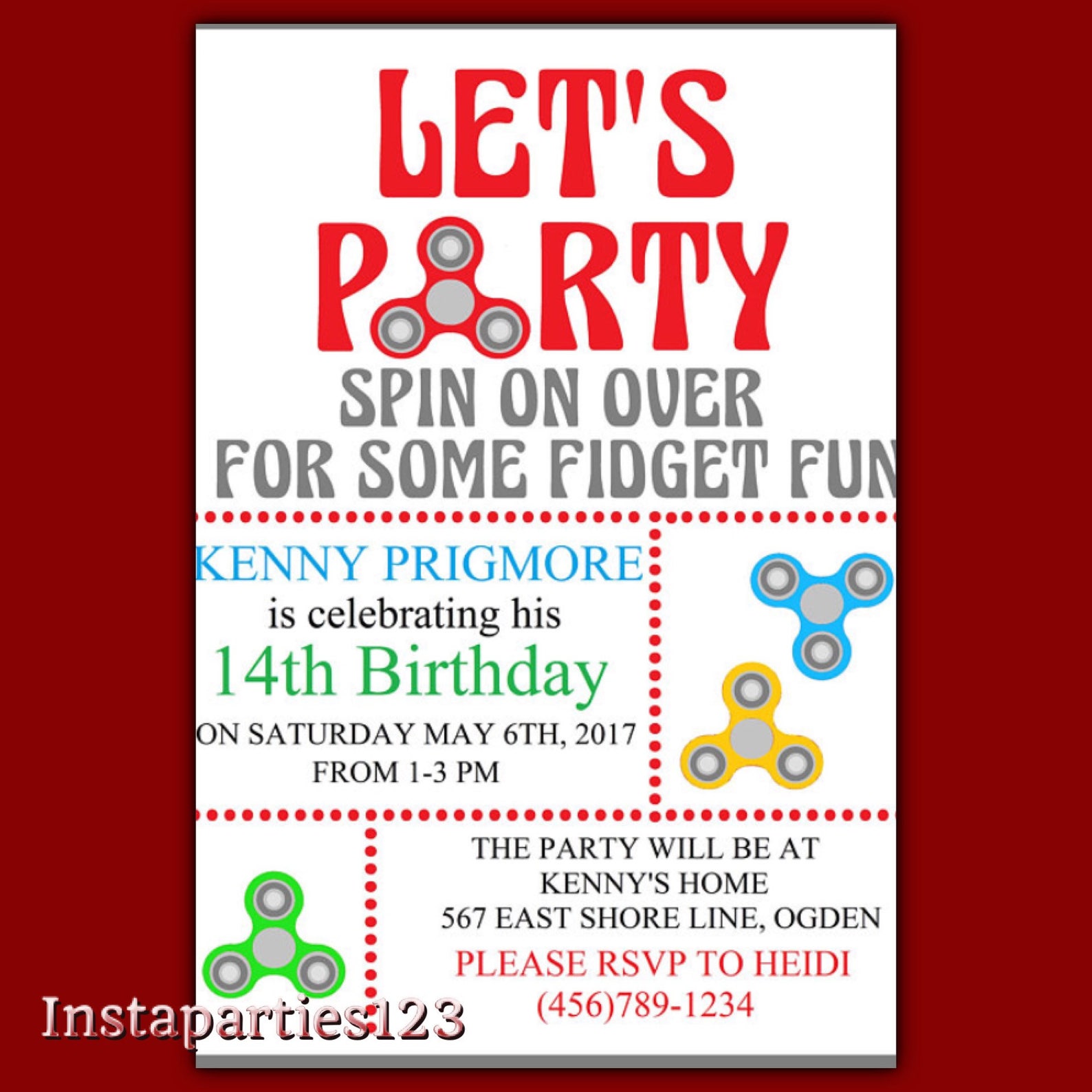 Digital EDITABLE Fidget Spinner Birthday Let's Party - Etsy