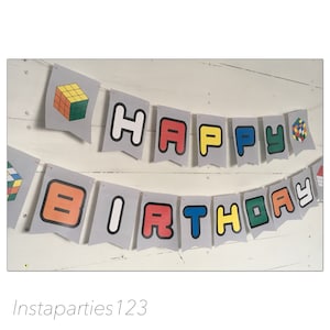 DIGITAL Rubiks Cube Banner Instant Download Happy Birthday Cube Game Puzzle