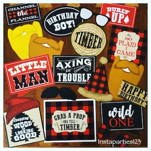 DIGITAL Instant Download Lumberjack Photo Booth Props Decoration Centerpiece Birthday Party Baby Shower Centerpieces Decor Timber Ax Lumber