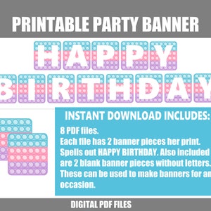 PRINTABLE Pop It Banner Instant Download DIGITAL Pdf Files