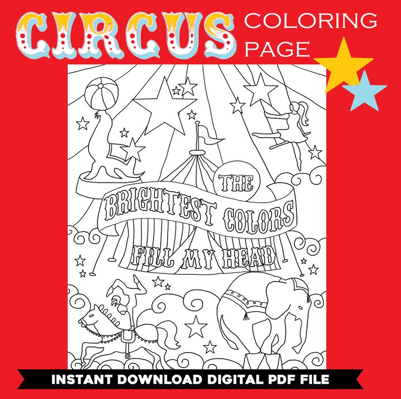 DIGITAL Circus Color Page Instant Download PDF File Greatest | Etsy