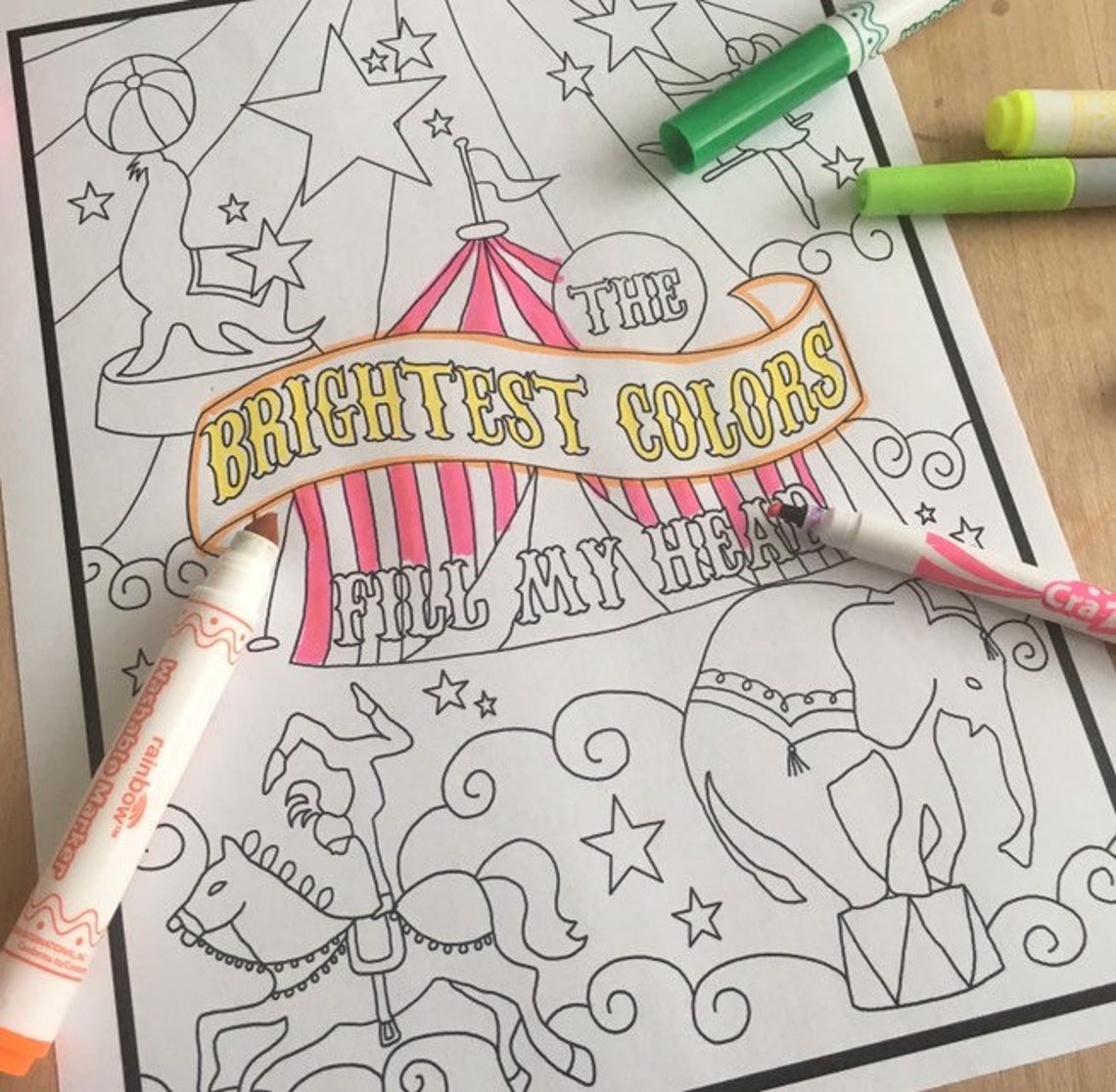 DIGITAL Circus Color Page Instant Download PDF File Greatest | Etsy