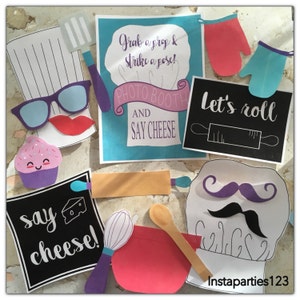 DIGITAL Baking Cooking Photo Booth Props Instant Download Birthday Party Bake Cook Chef