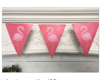 DIGITAL Flamingo Banner Pdf Téléchargement instantané Flamingle Party Birthday Pink Bird Decoration Cute