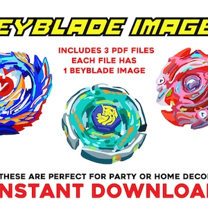 DIGITAL Beyblade Art Sign PDF files Instant Download Images Decoration Birthday Party Decor Wall Decor
