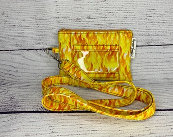 ID Window Coin Purse and Lanyard Flames