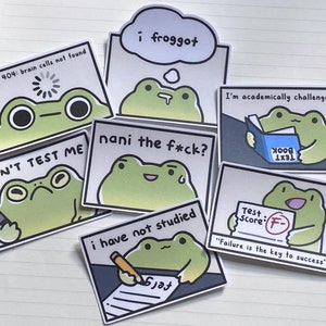 Funny Frog Sticker Set | Waterproof Vinyl Frog Stickers for Laptop, Students, Hydroflask, Gifts – Cute Durable Animal Decals