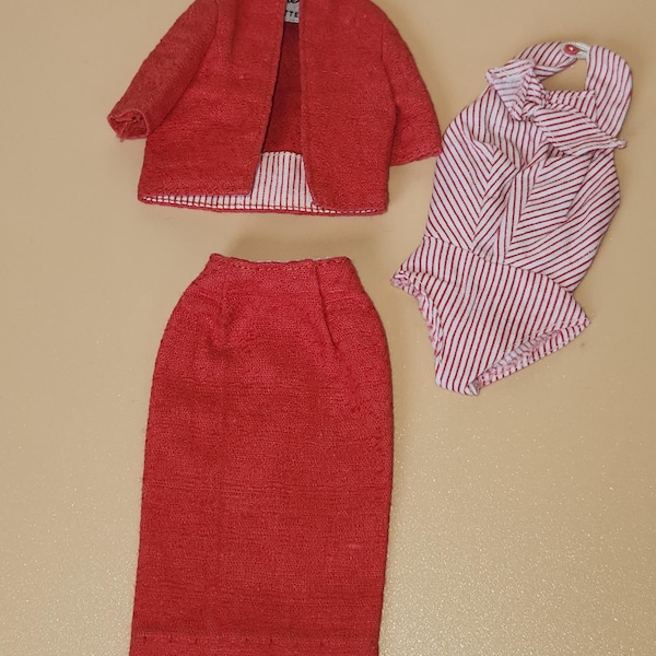 Vintage 1960s Barbie BUSY GAL Outfit #981, Red Suit