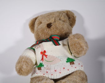 Harrods Christmas Teddy Bear 2004 Thomas With Striped Jumper and
