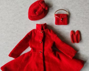Vintage Mattel Red 1962 Dress Coat #1902 Skipper Skooter Fashion